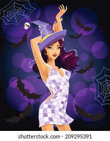Sexy dancing Halloween witch