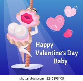 Concha de baile sexy con felicitaciones por un feliz día de San Valentín