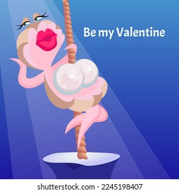 Sexy dancing shell with congratulations for a Happy Valentine's day