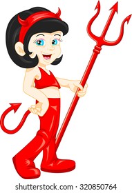 sexy devil cartoon holding trident