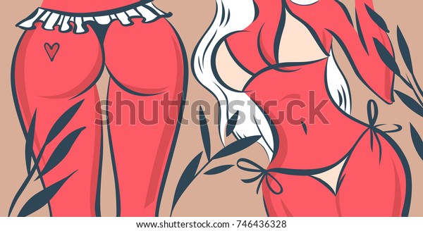 ビキニベクターイラストのセクシーな女の子を冒涜する 顔にない構図 のベクター画像素材 ロイヤリティフリー