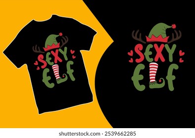 Sexy Elf. T-shirt design. Vector Illustration.