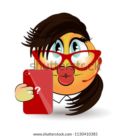 Sexy Emoji Emoticons Brunette Business Lady Stock Vector (Royalty Free