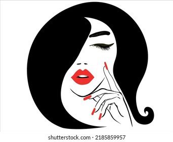 Sexuelles Gesicht, rote Lippen, lange hören