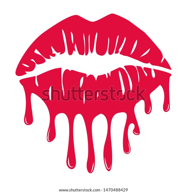 Sexy Female Lips Kiss Drop Down Stock Vector (royalty Free) 1470488429