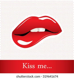 Sexy female red lips. Vector illustration.