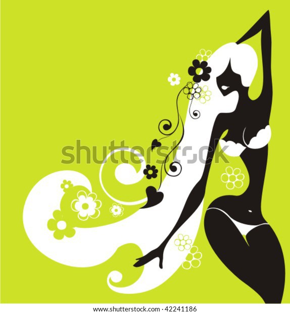 The Beautiful Woman In Bikini On A Floral Background Stock Vector My Xxx Hot Girl 9325