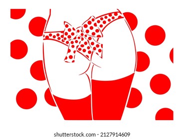 Sexy girl booty with circle pattern. Sexy legs in stockings. Template for laser cutting, wood carving or paper cut.