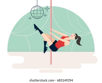 Sexy girl doing pole dance on stage