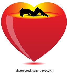 Sexy girl inside the heart.Vector
