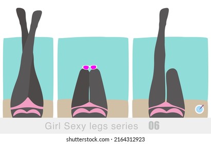 Sexy Girl Leg Series, Woman Lying On The Towel Vector