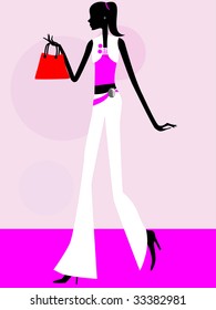 Sexy Girl Shopping Bags Vector Illustration Stock Vector Royalty Free Shutterstock