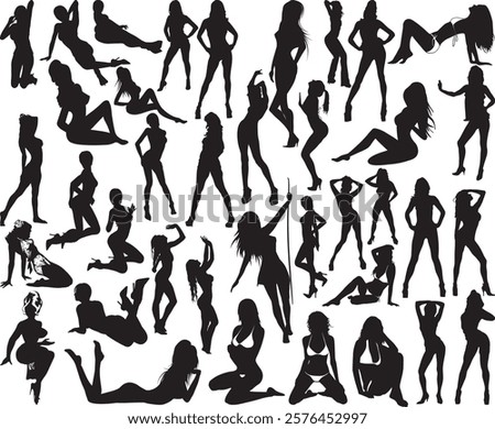 Sexy girl Vector bundle, Clipart, Silhouette, Vector, icons, illustration, design.