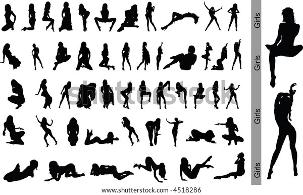 Sexy Girls Vector Silhouette 
