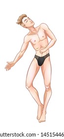 Sexy Handsome Man Dancing In Underwear, Stripper, Go-go Boy, Gay Club Disco, Vector Illustration