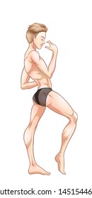 Sexy Handsome Man Dancing In Underwear, Stripper, Go-go Boy, Gay Club Disco, Vector Illustration