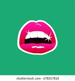 Sexy hot shining lips. Perfect smile. Healthy teeth. Passionate female lips.