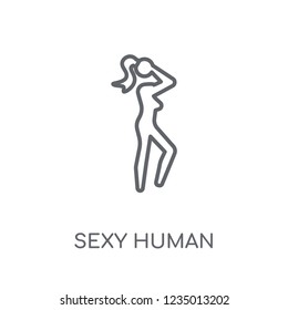 sexy human linear icon. Modern outline sexy human logo concept on white background from Feelings collection. Suitable for use on web apps, mobile apps and print media.