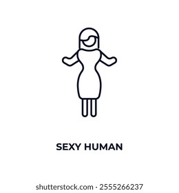 sexy human outline icon. Linear vector from feelings concept. Thin line sexy human icon isolated on white background