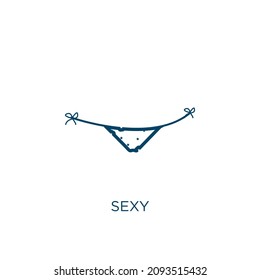icono sexy. Icono de contorno lineal delgado aislado en fondo blanco. Signo sexy vector de línea, símbolo para web y móvil