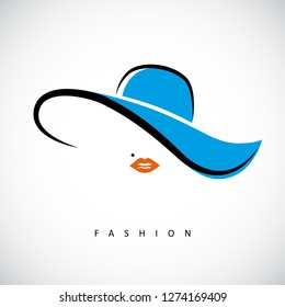 Sexy Lady With Blue Summer Hat Fashion Design Vector Illustration EPS10