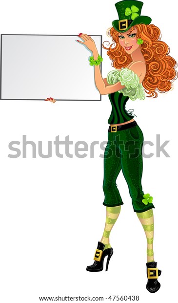 Sexy Leprechaun Girl Green Suit Small Stock Vector Royalty Free 47560438