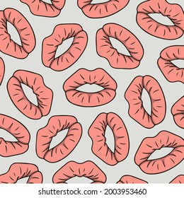 Sexy Lip Pattern Background. Social Media Post. Vector Illustration.