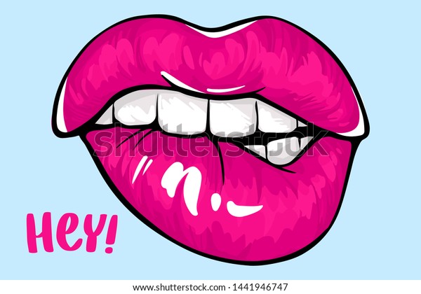 Sexy Lips Bite Ones Lip Lips Stock Vector Royalty Free 1441946747 Shutterstock 