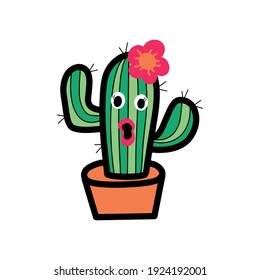 Sexy Lippen Cactus. Ich bin sexy und weiß es cacti, süße Kaktus Pflanze mit sexy Lippen Vektorgrafik.