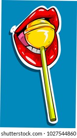 Sexy lips and candy, vector illustration