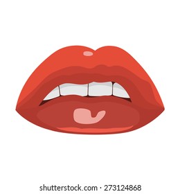Sexy lips, cartoon flat style vector illustration