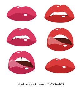 Sexy lips, cartoon flat style vector illustration