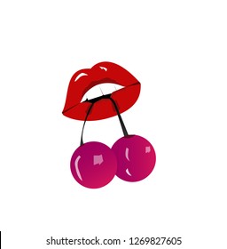 Sexy lips with cherry