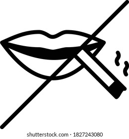 Sexy lips with cigarette Concept Vector Glyph Icon Design, Quit Smoking Symbol on White background, Bad habit Sign