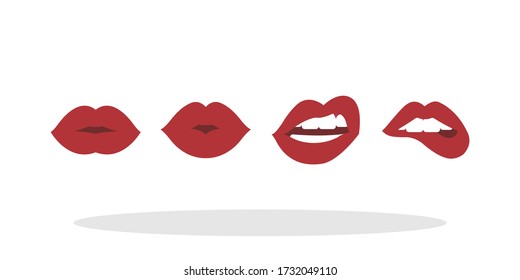 Sexy lips colored icon set in flat style. Sexy lip licking, expressions symbol for your web site design, logo, app, UI Vector EPS 10.	