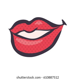Sexy lips comic pop art icon vector illustration graphic design