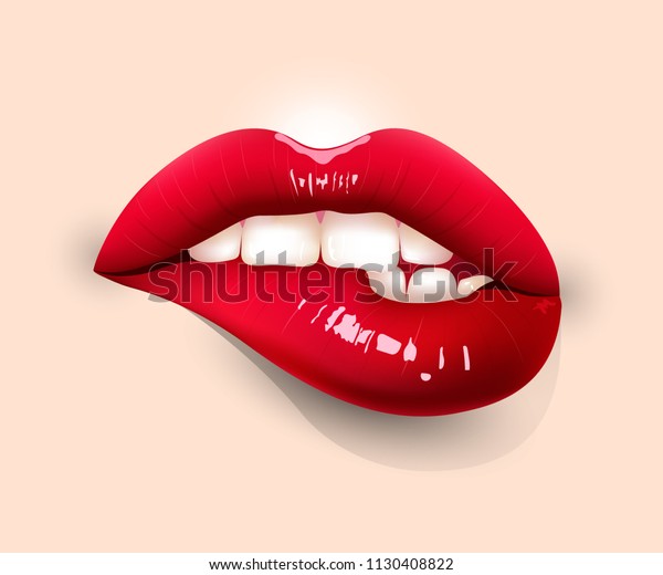 Sexy Lips Female Lips Red Lipstick Stock Vector Royalty Free 1130408822