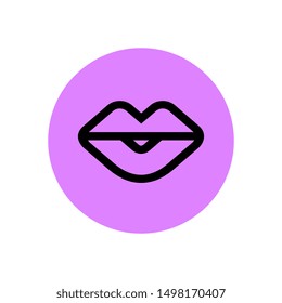 Sexy lips icon design, linear style  logo template, vector illustration design