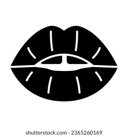 Los labios sexys besan un icono sólido, el concepto de minoría sexual, el símbolo erótico de boca abierta sobre fondo blanco, el icono de labios LGBT en estilo glifo para el concepto móvil y el diseño web. Gráficos vectoriales