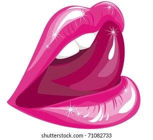 Sexy Lips And Mouth With Tongue - Vector Illustration