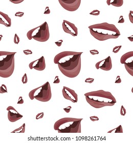 Sexy lips. On a white background. Seamless pattern.