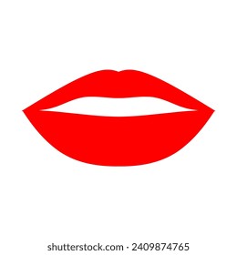 Los labios sexys sobre fondo blanco. Los labios rojos de las mujeres son buenos para el logo del amor.