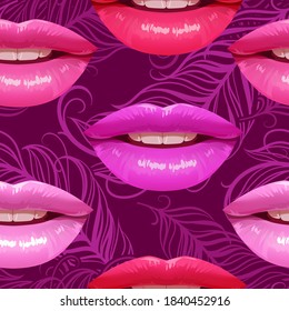 Patrón sin fisuras de los labios sexys. Palo de labios brillante. Los labios rosados. Ilustración de moda