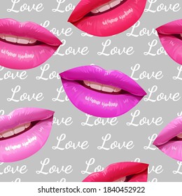 Patrón sin fisuras de los labios sexys. Palo de labios brillante. Los labios rosados. Ilustración de moda