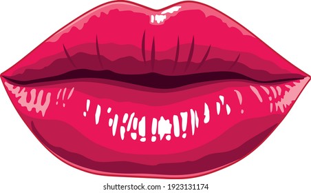 Sexy lips. Vector art. Bright print.