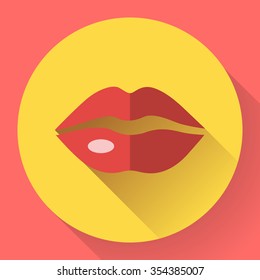 Sexy Lips Vector Icon. Flat designed style.