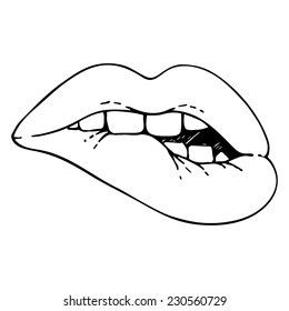 Sexy lips, vector illustration.