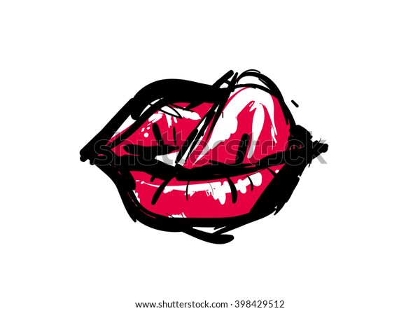 Sexy Lips Woman Vector Illustertion Hand Stock Vector Royalty Free Shutterstock