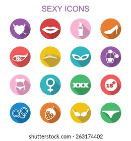 sexy long shadow icons, flat vector symbols
