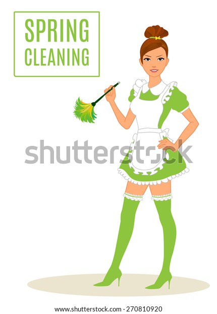 Sexy Maid Spring Cleaning Woman Lady Stock Vector Royalty Free 270810920